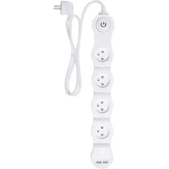 Multiprise 4x16A et 2 usb blanc