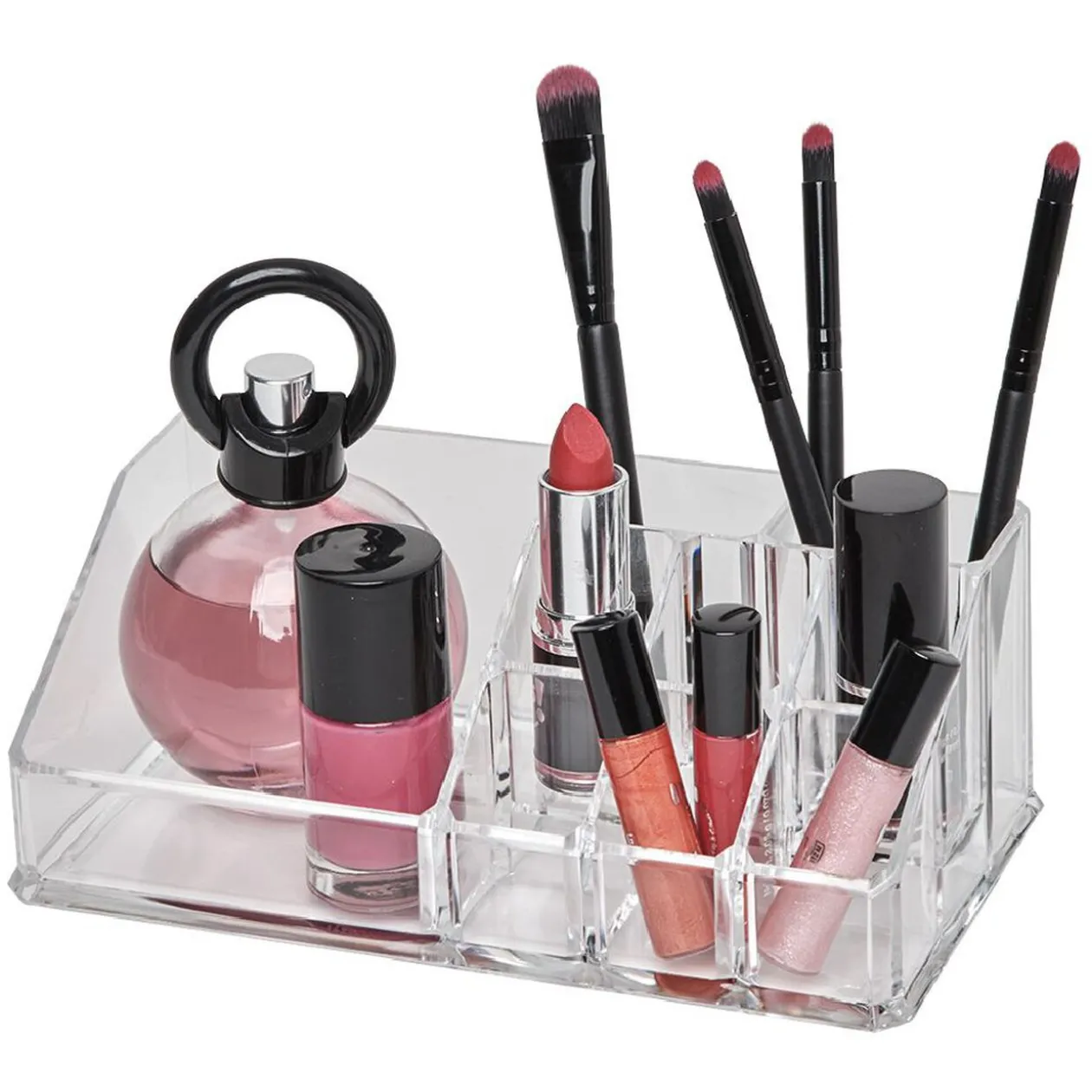 Organisateur 9 compartiments transparent pour pinceaux et maquillage