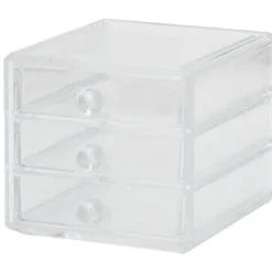 Organisateur à maquillage 3 tiroirs transparent