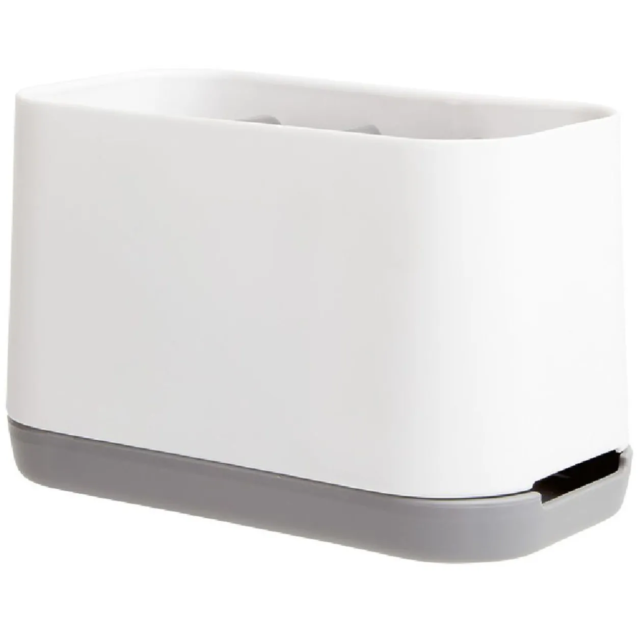 Organisateur salle de bain avec compartiment amovible gris et blanc