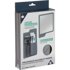 Organiseur pour salle de bain en silicone avec miroir