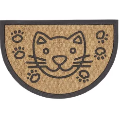 Paillasson coco forme demi lune motif chat