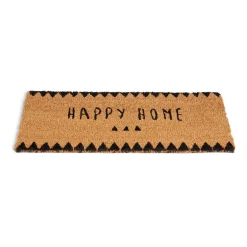 Paillasson coco Happy Home marron et noir 12x55cm