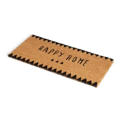 Paillasson coco Happy Home marron et noir 12x55cm