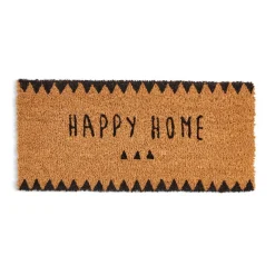 Paillasson coco Happy Home marron et noir 12x55cm