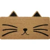 Paillasson coco imprimé chat avec oreilles marron et noir 70x40cm