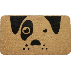 Paillasson coco imprimé chien marron et noir 70x40cm