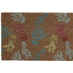Paillasson coco imprimé fleurs multicolores