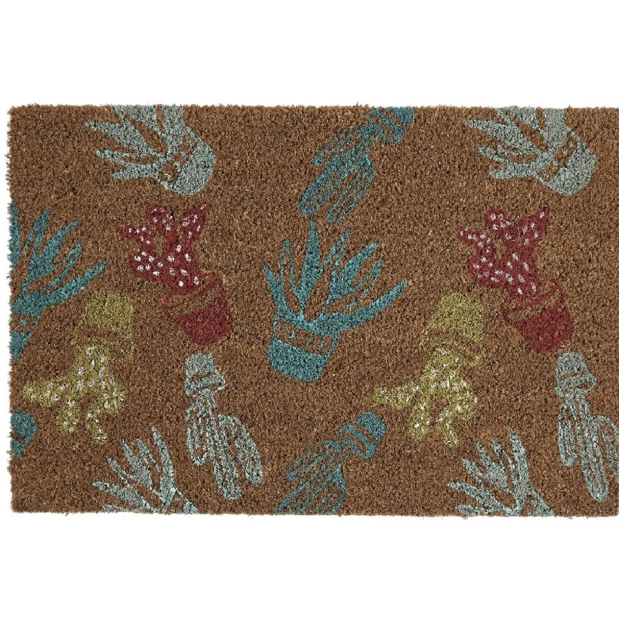 Paillasson coco imprimé fleurs multicolores