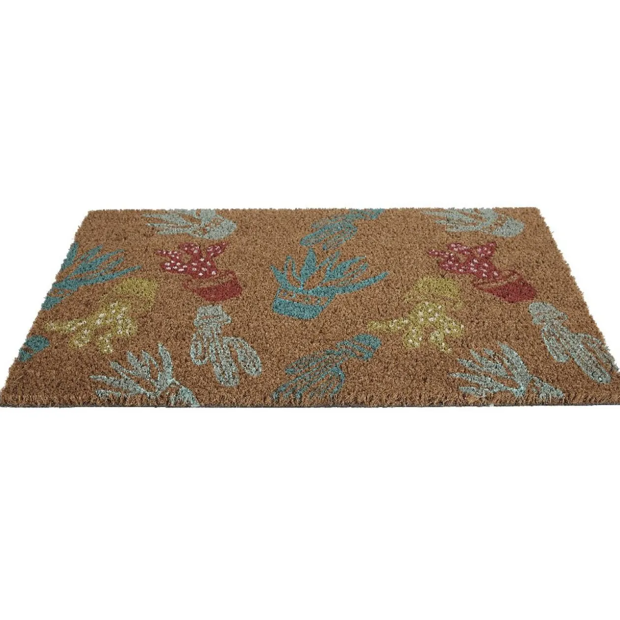 Paillasson coco imprimé fleurs multicolores