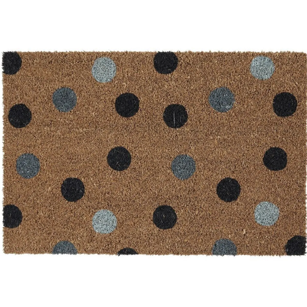 Paillasson coco imprimé pois bleu