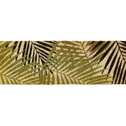 Paillasson coco imprimé tropical feuille palmier vert noir
