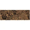 Paillasson coco motif floral noir marron 75x25 cm
