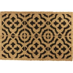 Paillasson coco naturel motifs carreau de ciment noir 60x40 cm