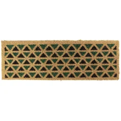 Paillasson coco naturel motif graphique noir et vert 75x25 cm