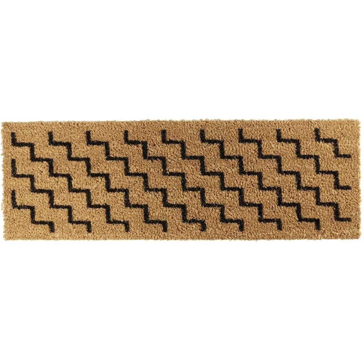Paillasson coco naturel motif graphique noir 75x25 cm