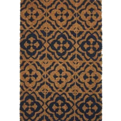 Paillasson coco rectangulaire naturel motif arabesque noir