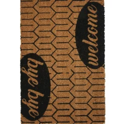Paillasson coco rectangulaire naturel motif Welcome Bye Bye