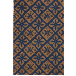 Paillasson coco rectangulaire naturel motif floral baroque