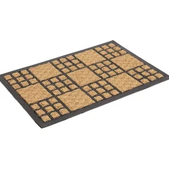 Paillasson coco rectangulaire motif quadrillage