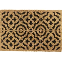 Paillasson coco rectangulaire naturel motif arabesque noir 60x40cm
