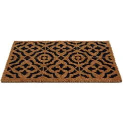 Paillasson coco rectangulaire naturel motif floral baroque 60x40cm