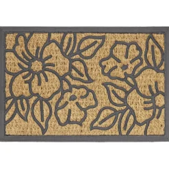 Paillasson coco rectangulaire motif fleur 60x40cm