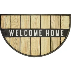 Paillasson demi-lune antidérapant grattant inscription Welcome 75x45cm