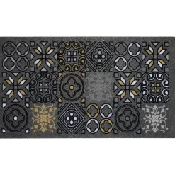 Paillasson rectangulaire noir design carreau de ciment 70x40 cm