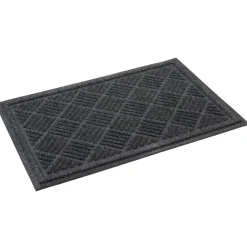 Paillasson tapis d'entrée polyester semelle caoutchouc gris foncé