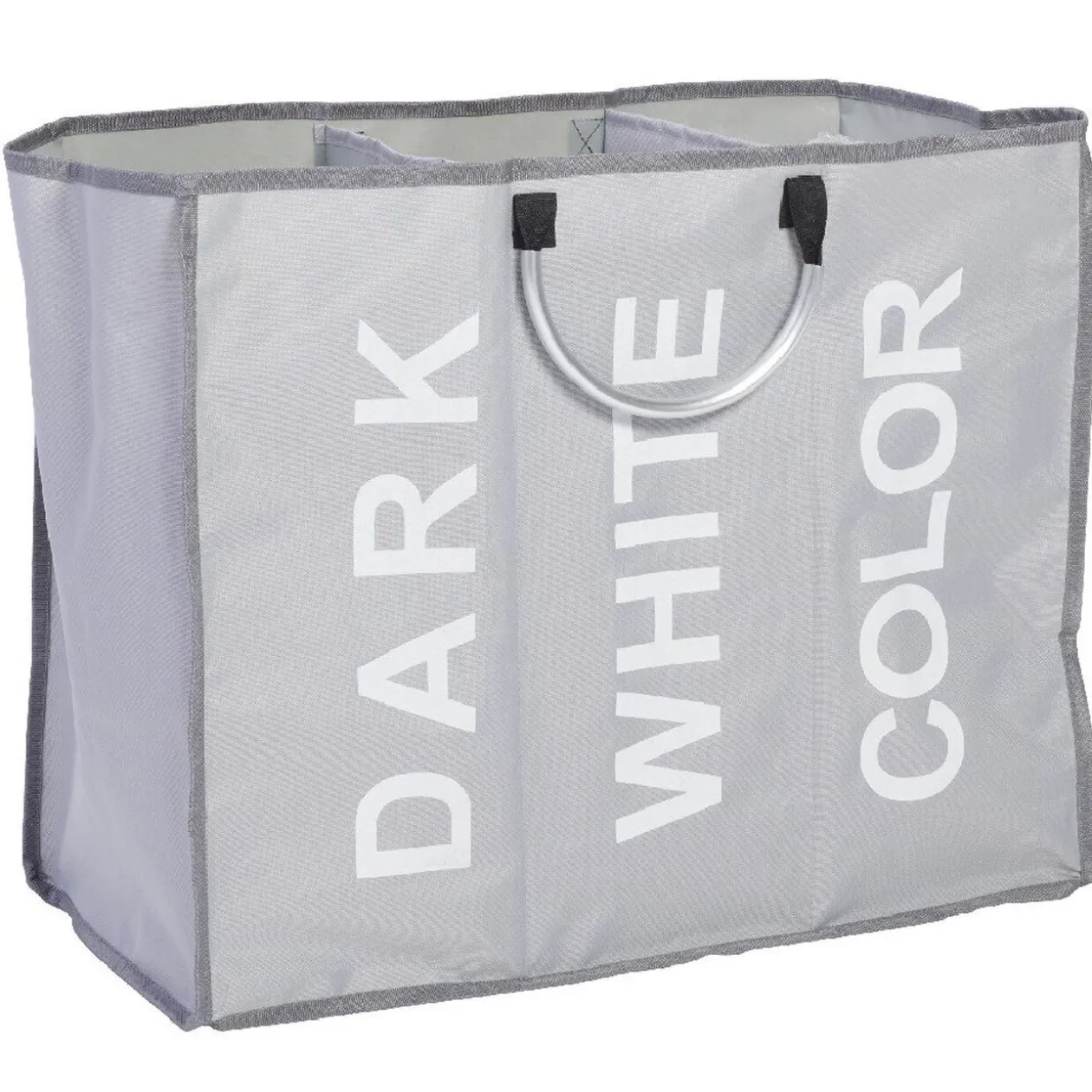 Panier à linge 3 compartiments gris