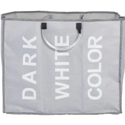 Panier à linge 3 compartiments gris