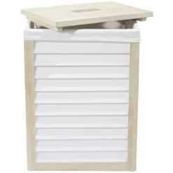 Panier à linge naturel et blanc