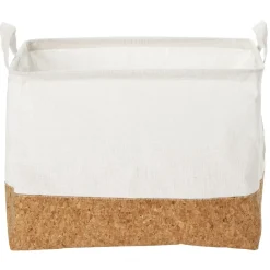 Panier à linge rectangulaire en coton blanc