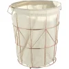 Panier à linge tissu beige armature métal bronze