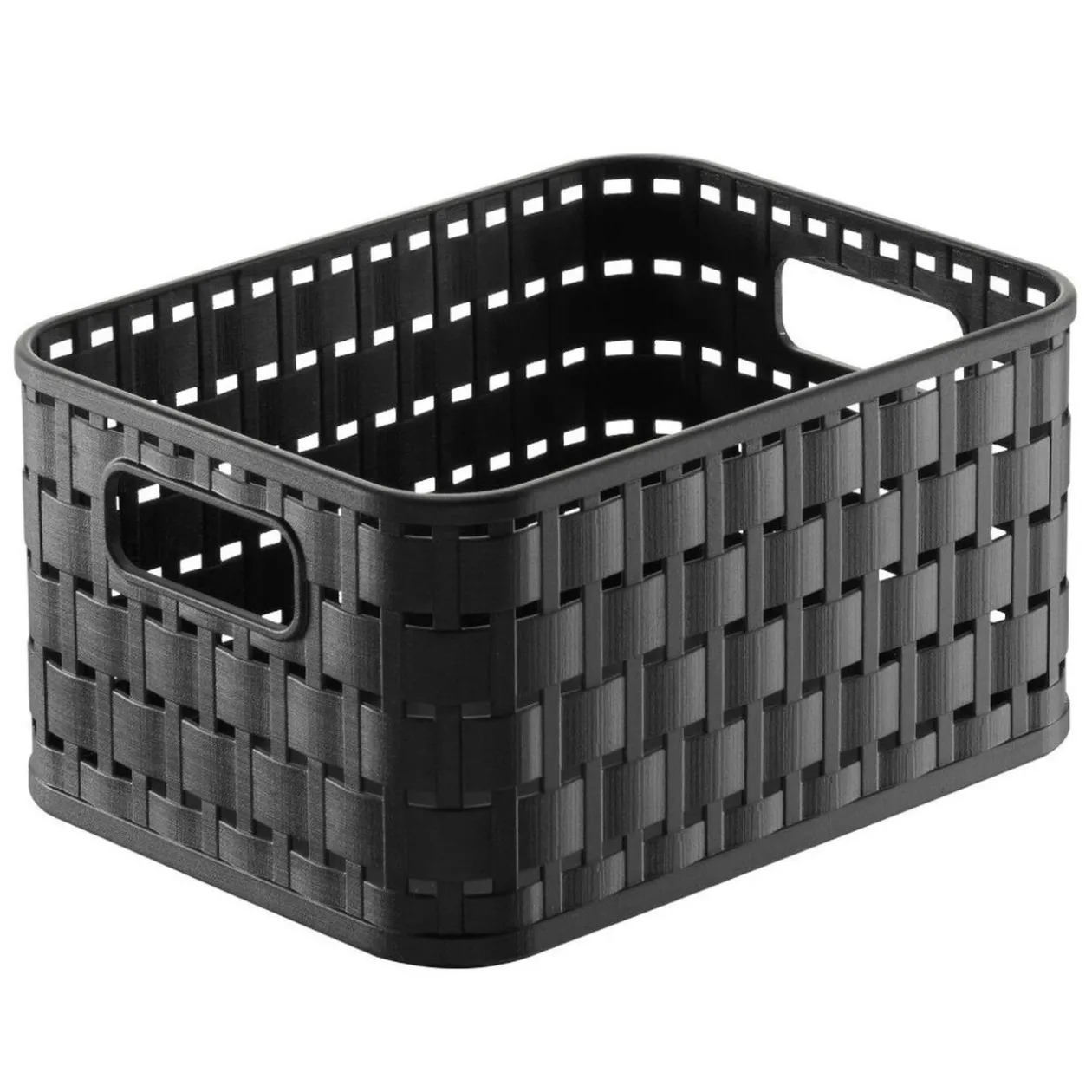 Panier A6 avec poignées design rotin ajouré noir 2 L