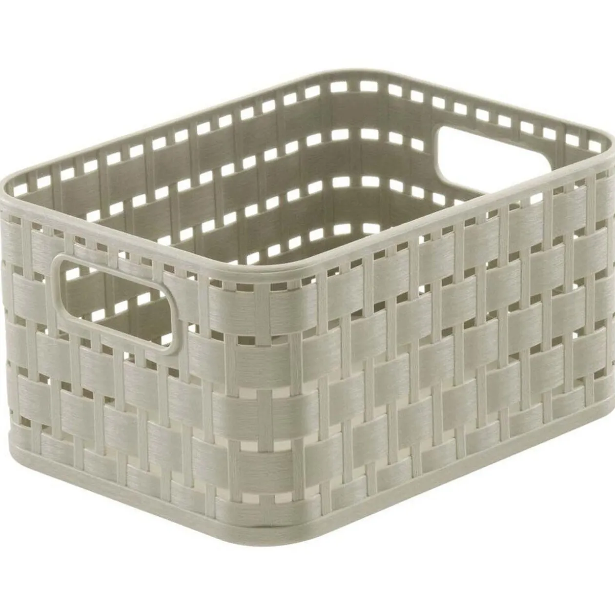 Panier A6 avec poignées design rotin ajouré taupe 2 L