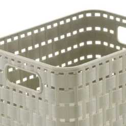 Panier A6 avec poignées design rotin ajouré taupe 2 L