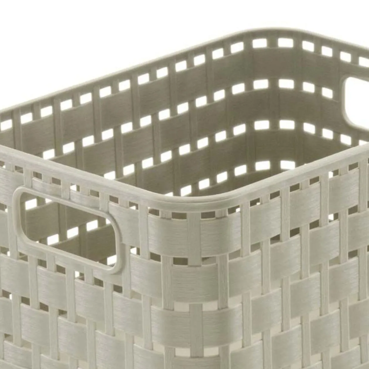 Panier A6 avec poignées design rotin ajouré taupe 2 L
