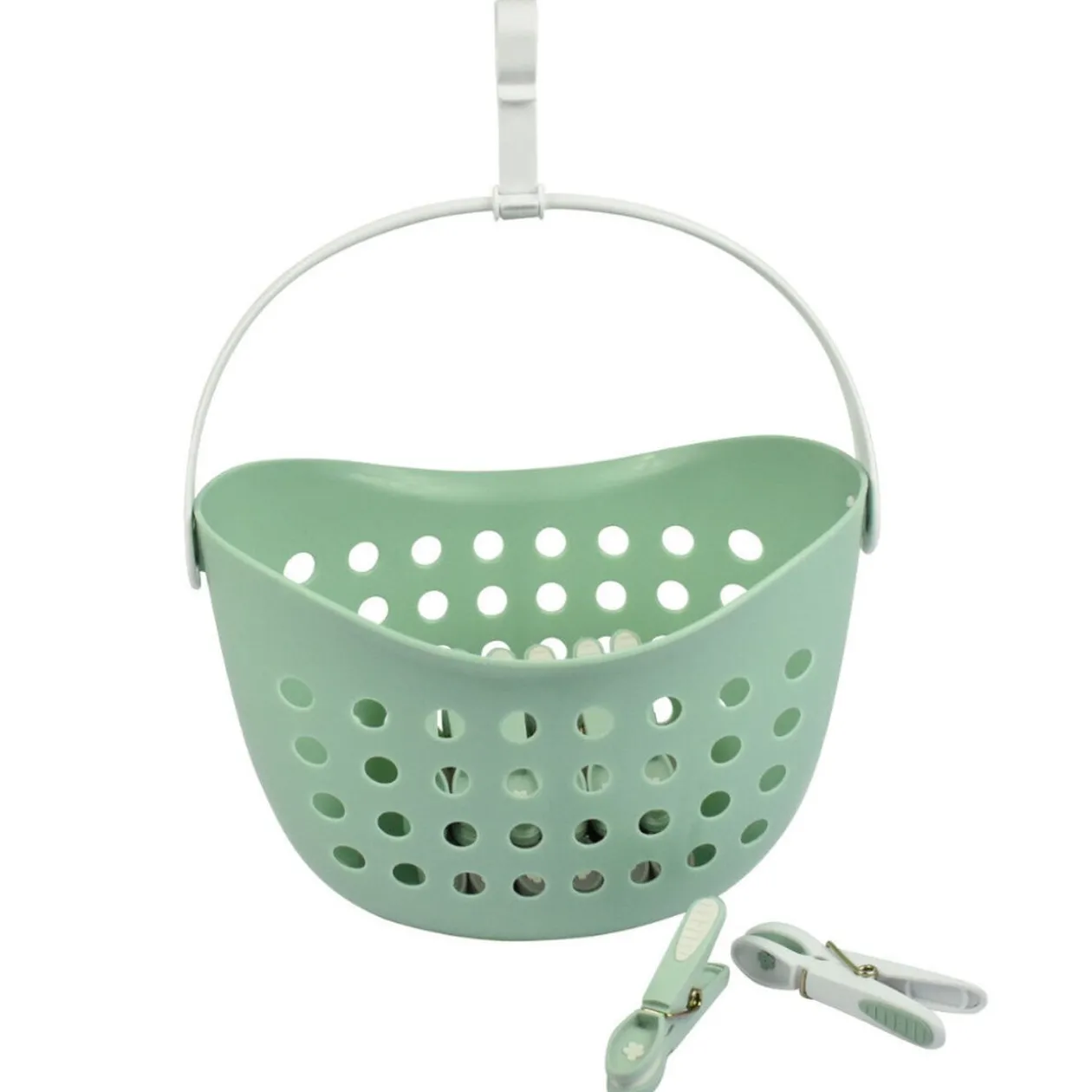 Panier avec 12 pinces à linge vert