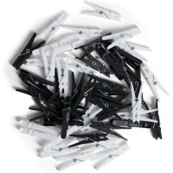 Panier avec 50 pinces à linge blanc - Ø20xH.17cm