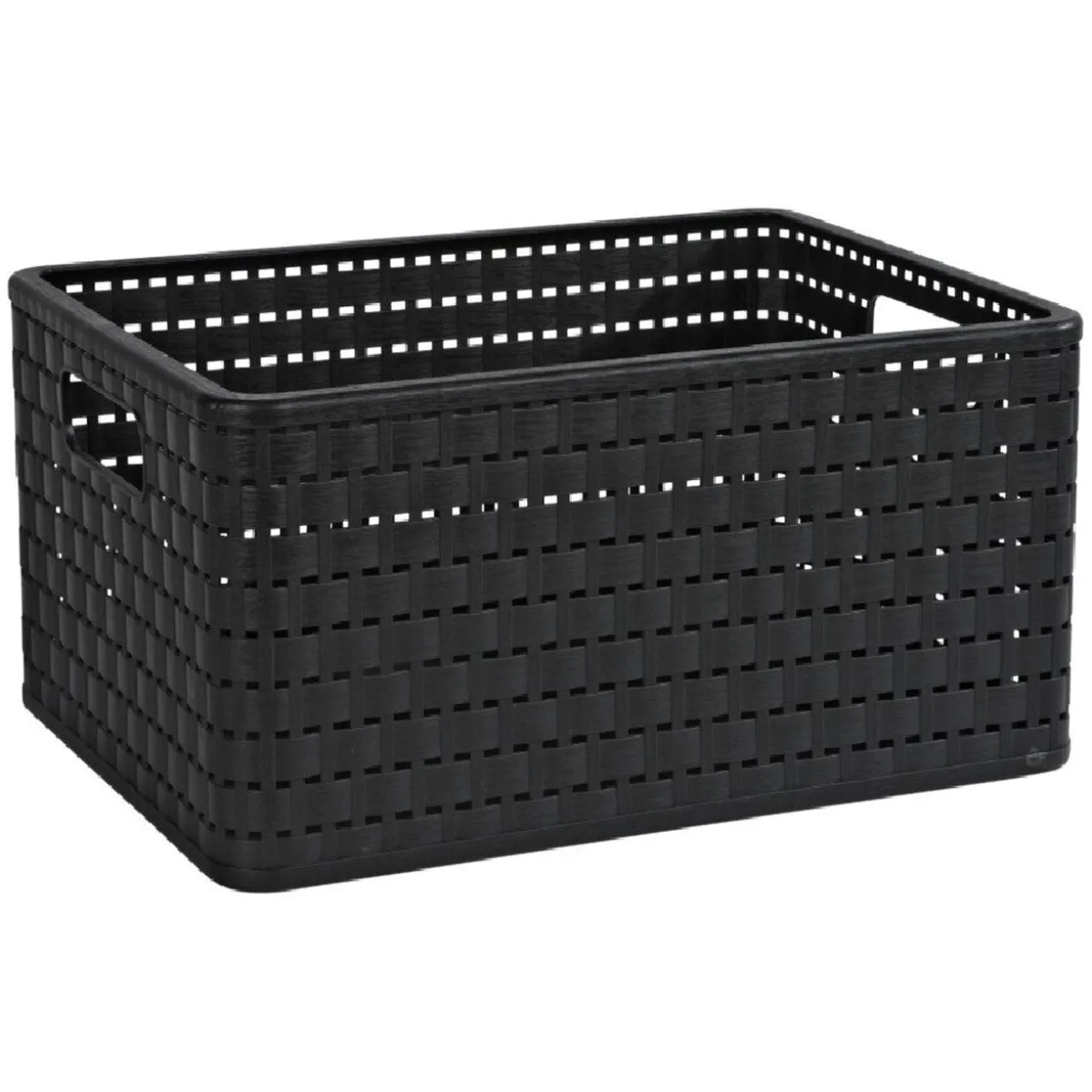 Panier avec poignées design rotin noir 18 L