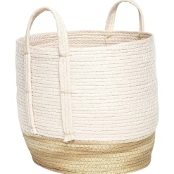 Panier déco Bora Bora naturel et rose grand modèle