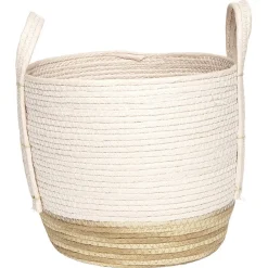 Panier déco Bora Bora naturel et rose modèle moyen