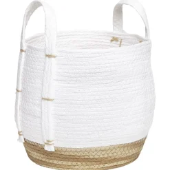 Panier déco Bora Bora naturel et blanc modèle moyen