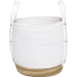 Panier déco Bora Bora naturel et blanc petit modèle