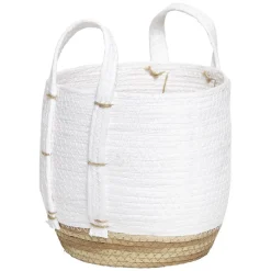 Panier déco Bora Bora naturel et blanc petit modèle