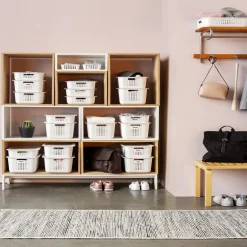 Panier de rangement en plastique blanc ajouré 10 L