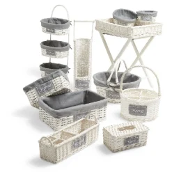 Panier en osier blanc compartimenté