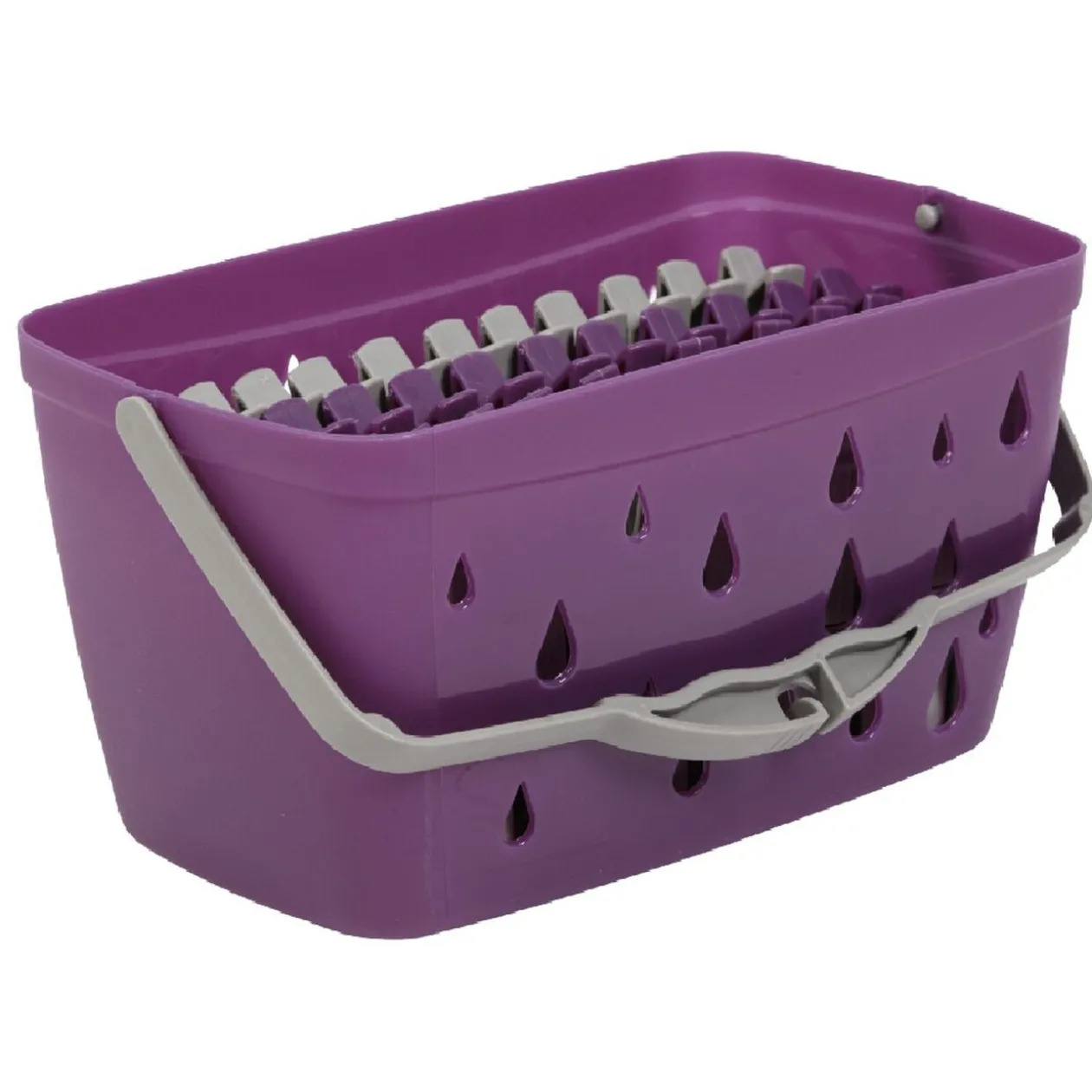 Panier et 30 pinces à linge violet gris
